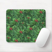 Waterverf Kerstkerst Holly Berries Muismat (Met muis)