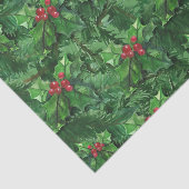 Waterverf Kerstkerst Holly Berries Tissuepapier (Detail)
