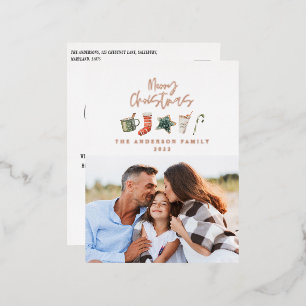 Waterverf kerstkoekje drink snoep één foto folie feestdagen briefkaart