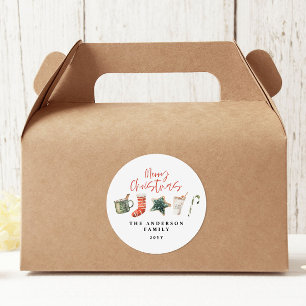 Waterverf kerstkoekje drink snoepriet ronde sticker