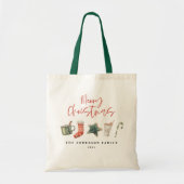 Waterverf kerstkoekje drink snoepriet tote bag (Voorkant)