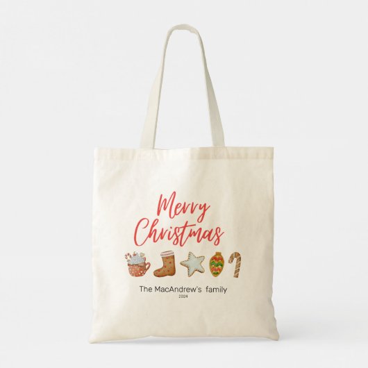 Waterverf kerstkoekje drink snoepriet tote bag (Achterkant)