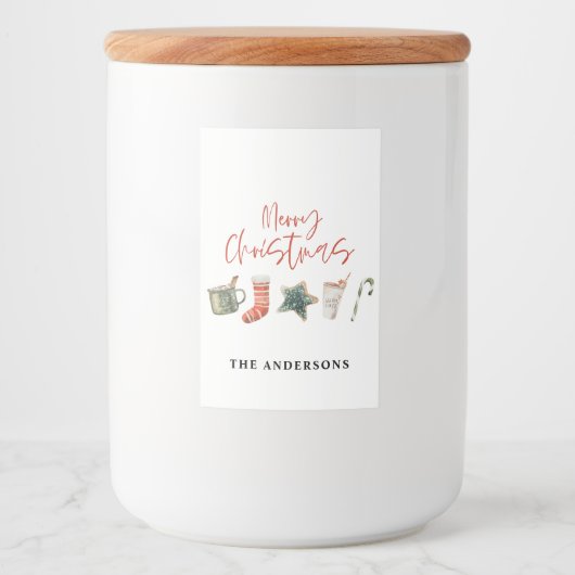 Waterverf kerstkoekje drink snoepriet voedselcontainer etiket