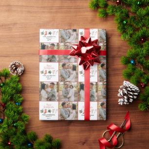 Waterverf Kerstkoekje multi foto rustiek Cadeaupapier