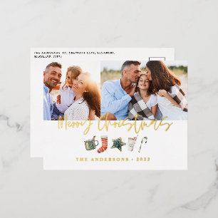 Waterverf kerstkoekjes drink snoep 2 foto folie feestdagen briefkaart