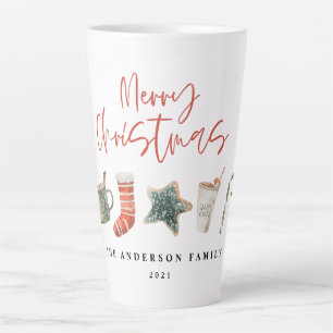 Waterverf kerstkoekjes drinken snoeprietMok Latte Mok