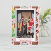 Waterverf Kerstkoekjes Foto Feestdagenkaart (Staand voorkant)