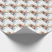 Waterverf kerstkonijn met cadeaus cadeaupapier (Hoek)