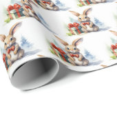 Waterverf kerstkonijn met cadeaus cadeaupapier (Rol Hoek)