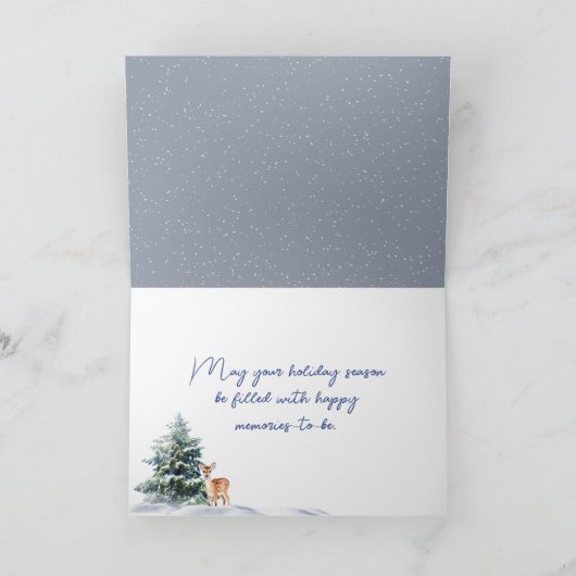 Waterverf kerstkonijn winterdennen feestdagen kaart (Binnen)