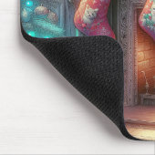 Waterverf Kerstkous met Kittens Muismat (Hoek)