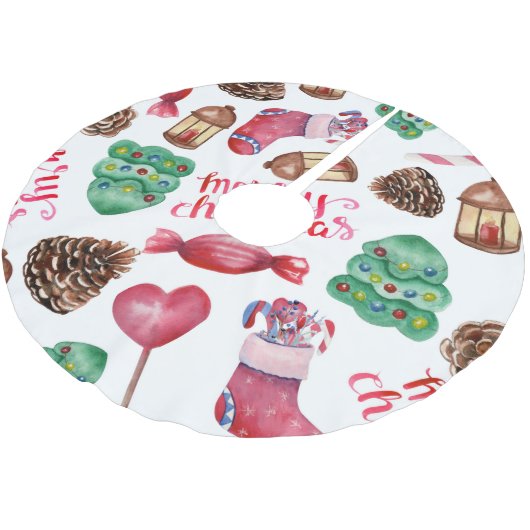 WATERVERF KERSTKOUSEN BOMEN DENNEN KEGELS KERSTBOOM ROK (Gekanteld)