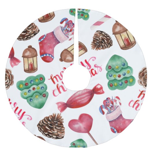 WATERVERF KERSTKOUSEN BOMEN DENNEN KEGELS KERSTBOOM ROK (Voorkant)