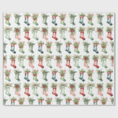Waterverf kerstkousen cadeaupapier (Vlak)