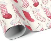 Waterverf kerstkousen Vintage Cadeaupapier (Rol Hoek)