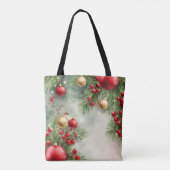 Waterverf Kerstkrans Canvas tas (Achterkant)