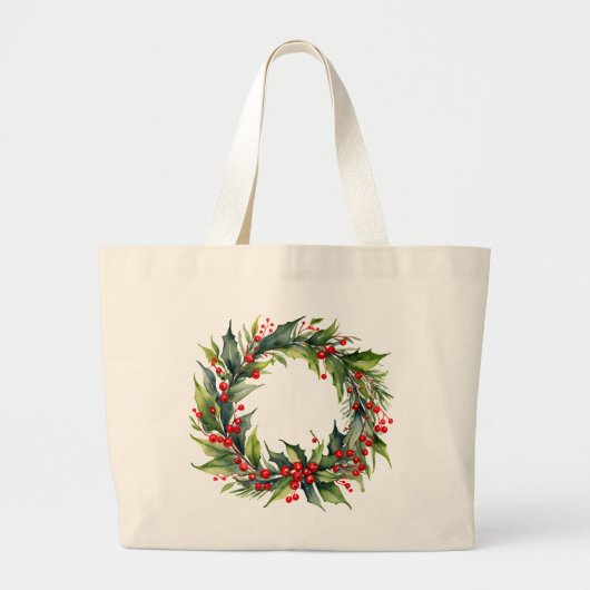 Waterverf Kerstkrans Classic Canvas tas (Voorkant)