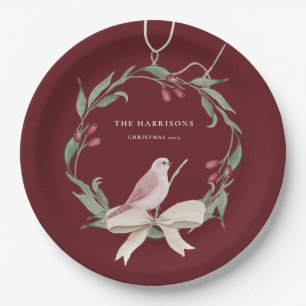 Waterverf Kerstkrans gepersonaliseerd Papieren Bordje