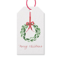 Waterverf Kerstkrans Gift Label