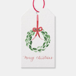 Waterverf Kerstkrans Gift Label Cadeaulabel