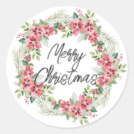 Waterverf kerstkrans ronde sticker