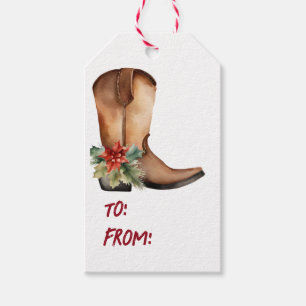 Waterverf Kerstlaars Cadeaulabel