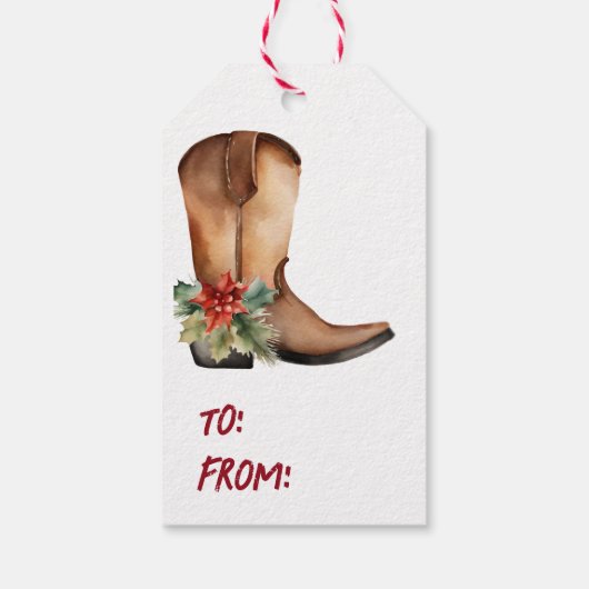 Waterverf Kerstlaars Cadeaulabel (Achterkant)