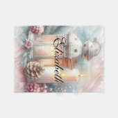  Waterverf kerstlantaarn en Ornamenten Fleece Deken (Voorkant (Horizontaal))