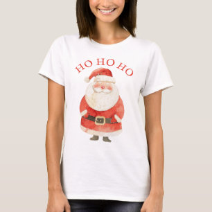 Waterverf Kerstman HO HO HO HO Schattigee Kerst T-shirt