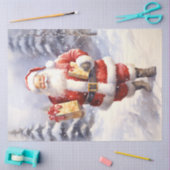 Waterverf kerstman in besneeuwd bos tissuepapier (Craft)