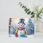 Waterverf Kerstman in het winterbos Feestdagenkaart (Staand voorkant)