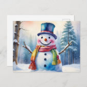 Waterverf Kerstman in het winterbos Feestdagenkaart (Voorkant / Achterkant)