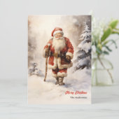 waterverf Kerstman Kerst Feestdagenkaart (Staand voorkant)