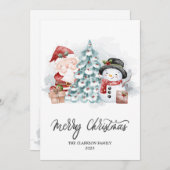 Waterverf Kerstman Kerstman Schattige Xmas Feestdagenkaart (Voorkant / Achterkant)
