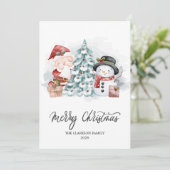 Waterverf Kerstman Kerstman Schattige Xmas Feestdagenkaart (Staand voorkant)