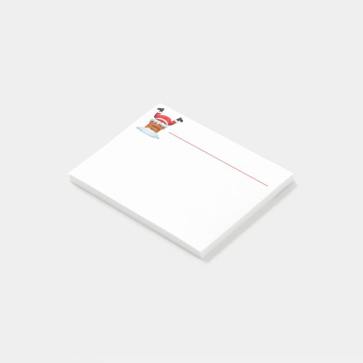 Waterverf Kerstman: Kerstmis in Chimney Fun Post-it® Notes (Schuin)