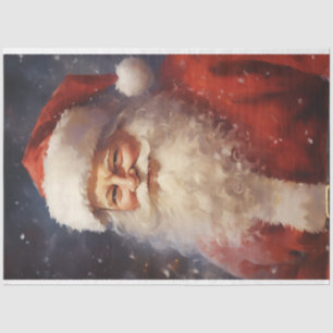 Waterverf kerstman lacht rood pet tissuepapier