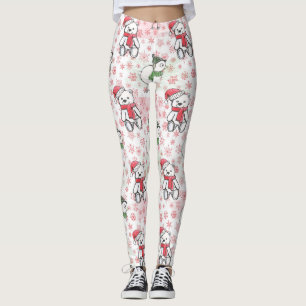 Waterverf kerstman teddybeer en vogeltje Kerstmis Leggings