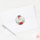 Waterverf Kerstmis — Achternaam Ronde Sticker (Envelop)
