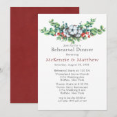 Waterverf Kerstmis Berry Cotton Rehearsal Dinner Kaart (Voorkant / Achterkant)