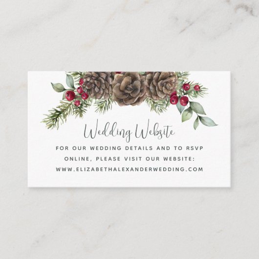Waterverf Kerstmis Botanische Bruiloft Website Informatiekaartje (Voorkant)