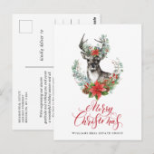 Waterverf kerstmis Deer Corporate Greeting Briefkaart (Voorkant / Achterkant)