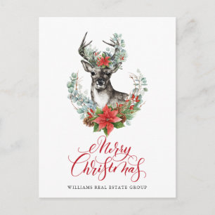 Waterverf kerstmis Deer Corporate Greeting Briefkaart