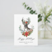 Waterverf kerstmis Deer Corporate Greeting Briefkaart (Staand voorkant)