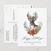 Waterverf kerstmis Deer Corporate Greeting Briefkaart (Voorkant / Achterkant)