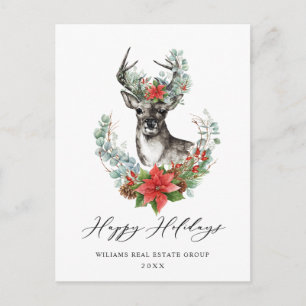 Waterverf kerstmis Deer Corporate Greeting Briefkaart