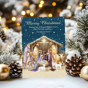 Waterverf Kerstmis Geboorte Feestdagenkaart