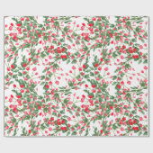 Waterverf Kerstmis Holly Berries Feestdagen Cadeaupapier (Vlak)