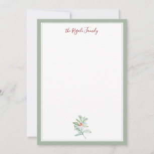 Waterverf Kerstmis Holly en Berries Notecards Notitiekaartje