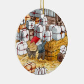 Waterverf Kerstmis in Zweden  Keramisch Ornament (Rechts)